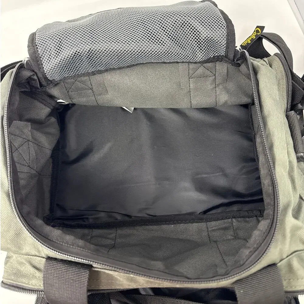 Cabela's Club Catch All Gear Bag, Green And Black Many Pockets Shoulder Strap
